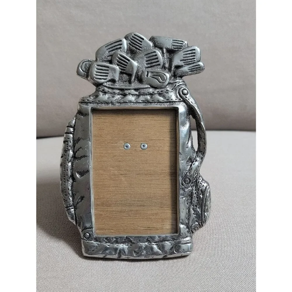 Silver Pewter Golf Bag Picture Frame - Metallic Finish 3 x 4.25